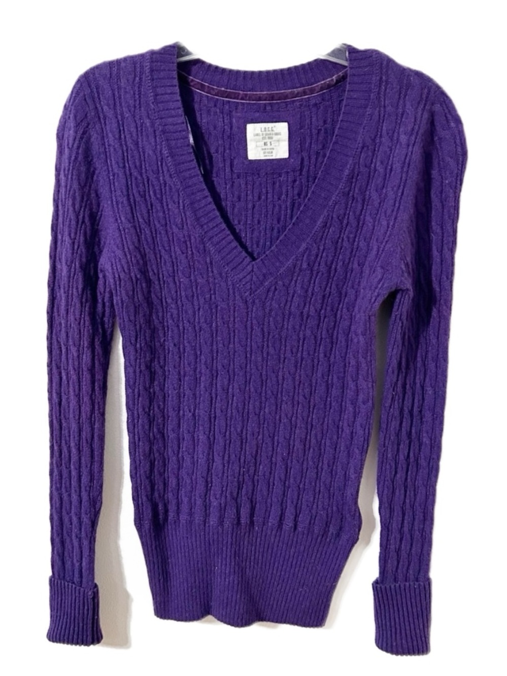 Y2K L.O.G.G. H&M Purple Angora Wool Blend Cable Knit V-Neck Sweater Small